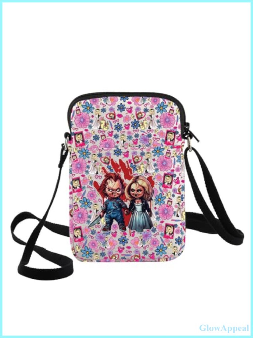 Canvas Crossbody Bag 3D Printed Horror Shoulder Bag Casual